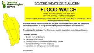 WEATHER: Flood Watch in Effect for Dominica