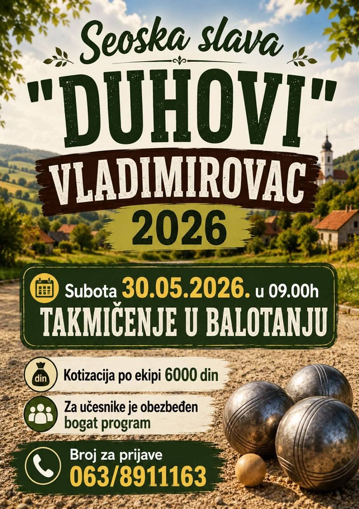 Seoska slava „Duhovi“ u Vladimirovcu: Balotanje, pasuljijada, štrudlijada, folklor i sportski turniri