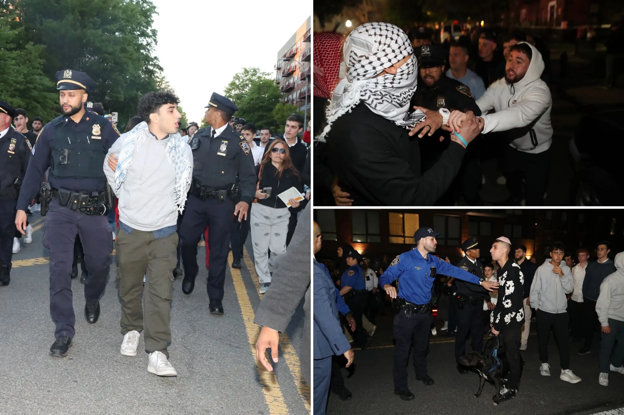 At least 3 arrested after anti-Israel mob clashes with counter-protesters near NYC synagogue