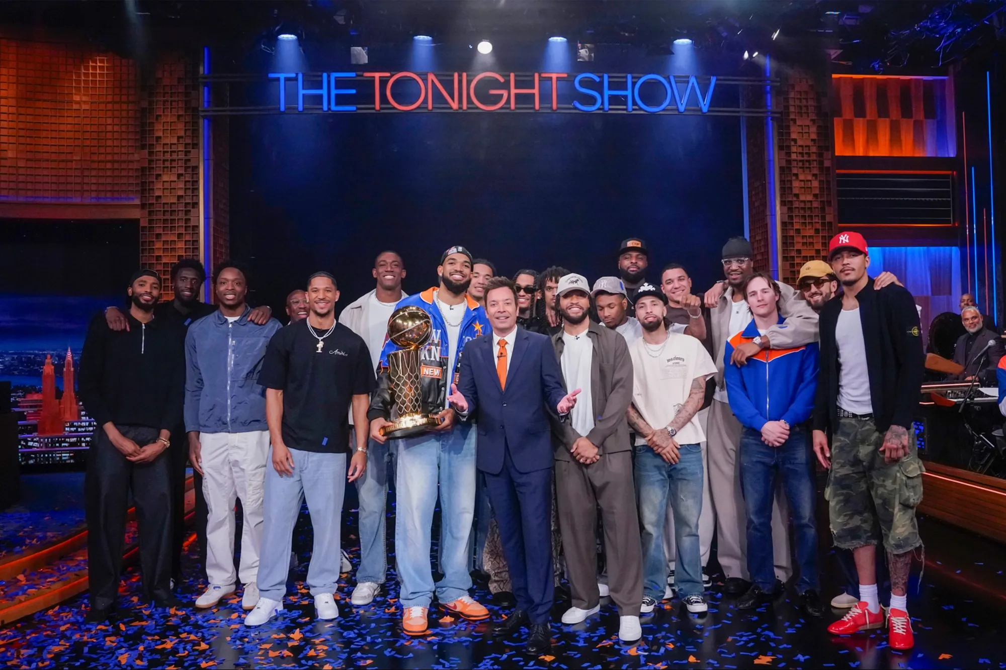 Knicks raise Jimmy Fallon’s lucky shoe to the ‘Tonight Show’ rafters as championship celebration rolls on