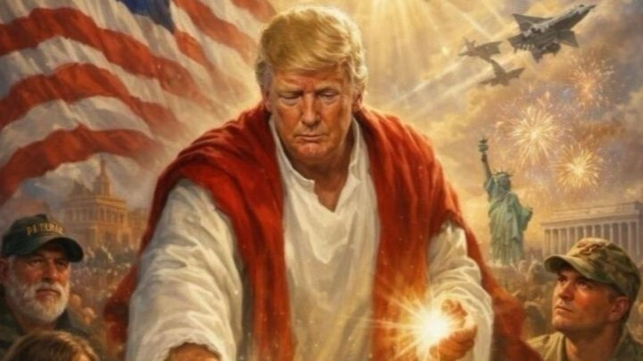 Imagen publicada por el presidente Donald Trump, en la cual se retrata a sí mismo como Jesucristo.