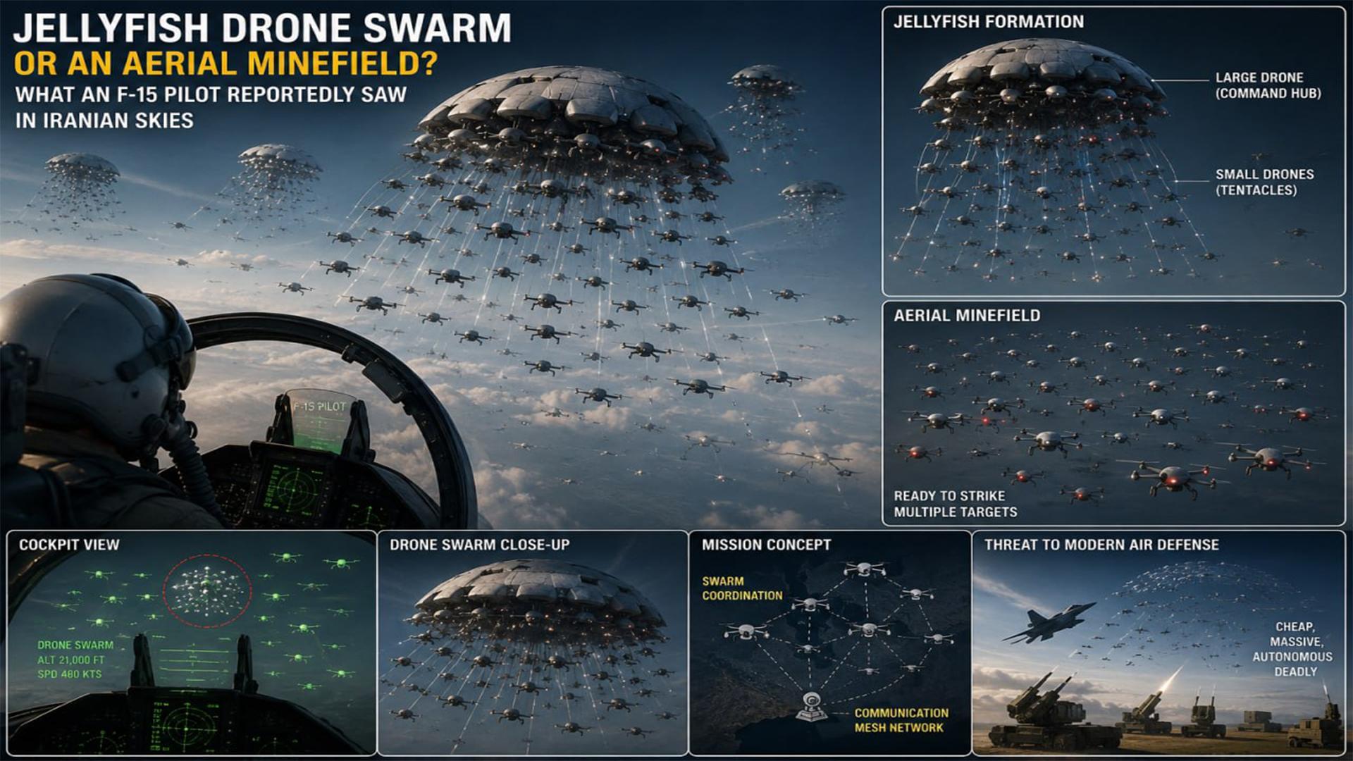 Fresh Exclusive In-Depth Analysis: Jellyfish Drone Swarm or an Aerial Minefield? What an F-15 Pilot Reportedly Saw in Iranian Skies