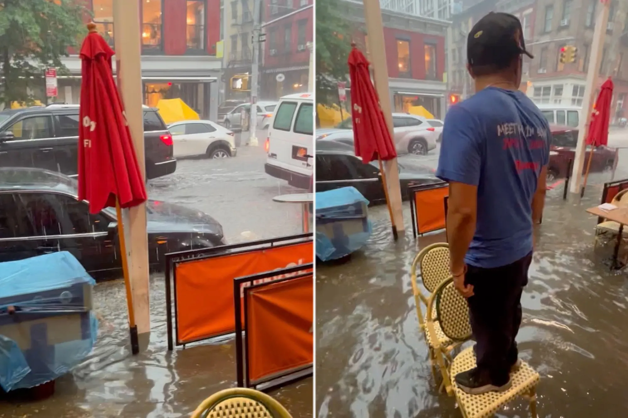 Shocking video shows streets of Soho underwater as NYC is hit with heavy rain and flash flooding