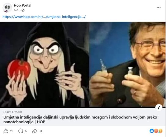 Portal HOP širi netočne tvrdnje da se preko nanočipova upravlja mozgom
