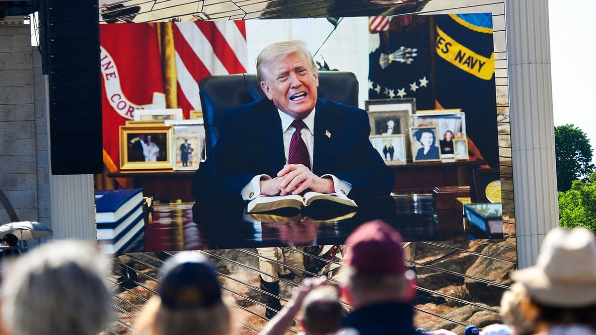 Trump reads Bible as thousands pack National Mall for America 250 prayer rally