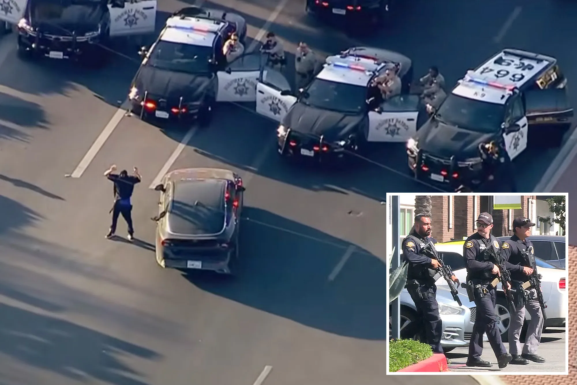 Cops use spike strip on chase suspect tied to deadly SoCal shooting