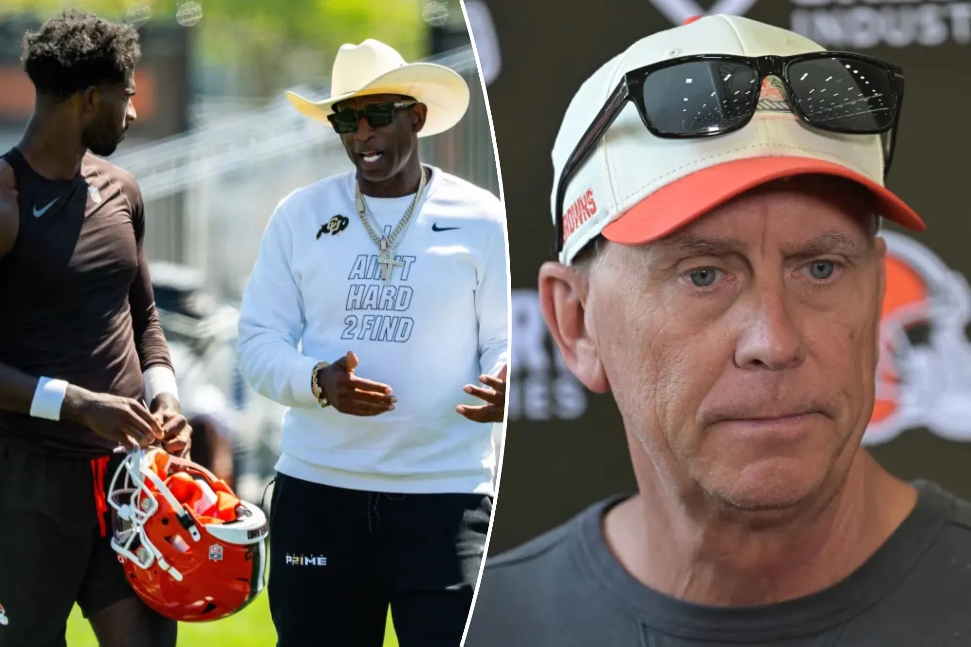 Deion Sanders meets with new Browns coach Todd Monken, watches Shedeur at camp