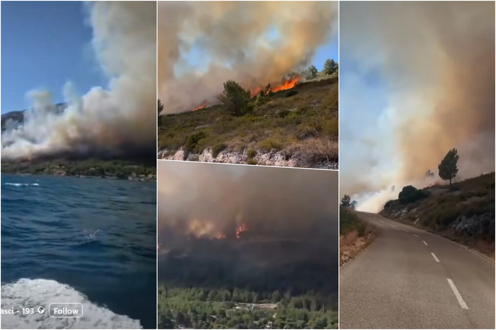 STRAVIČAN POŽAR GUTA POPULARNO LETOVALIŠTE PRED OČIMA TURISTA Zastrašujući snimci buktinje, stižu kanaderi i sve raspoložive snage (VIDEO)