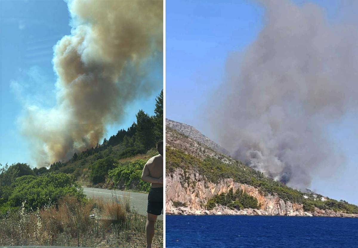 VELIKI POŽAR NA HVARU Na terenu lokalne vatrogasne snage, u pomoć stigli i kanaderi