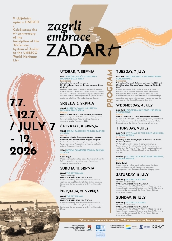 ZAGRLI ZADAR / Devet godina UNESCO zaštite zadarskih bedema i fortifikacija. Donosimo program obilježavanja…