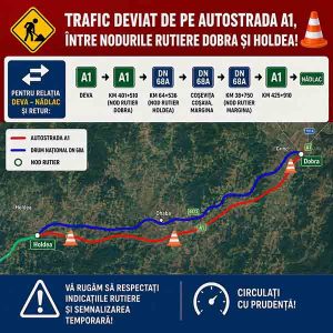 Alte cozi și nervi în trafic: Se închide traficul rutier pe Autostrada A1 între nodurile Dobra și Holdea