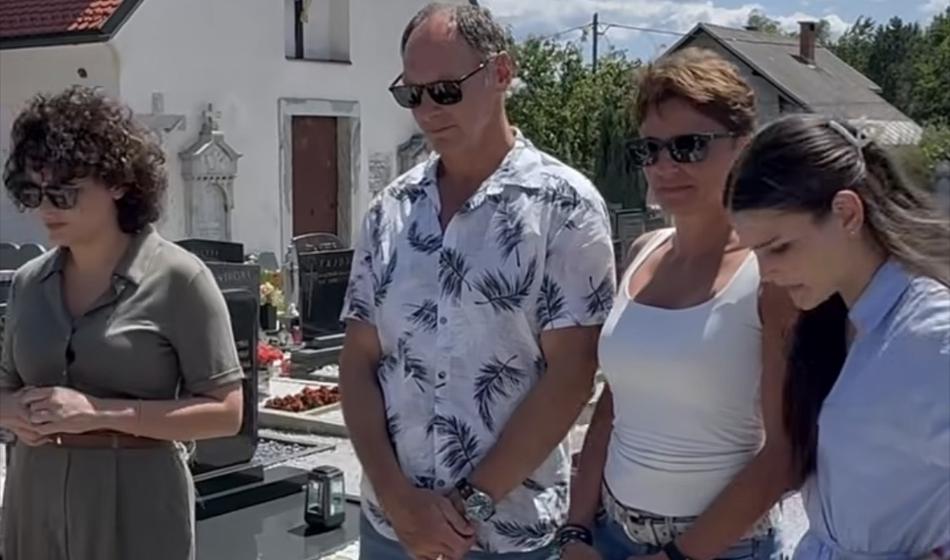 Jože Potrebuješ z družino na pokopališču, poklonili so se znanemu Slovencu