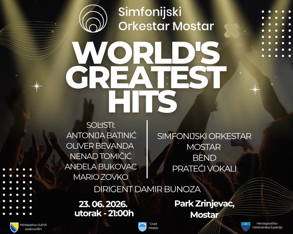 Najava: Koncert simfonijskog orkestra „WORLD'S GREATEST HITS“ povodom svjetskog dana glazbe