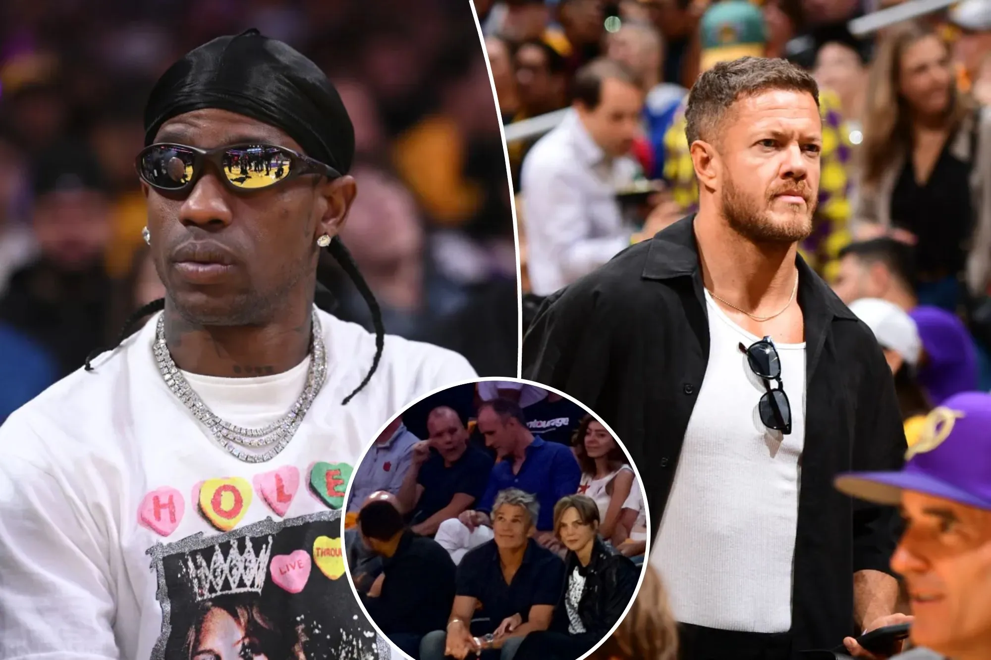 Celebrities pack Lakers vs. Rockets playoff game from Travis Scott to Timothy Olyphant and more
