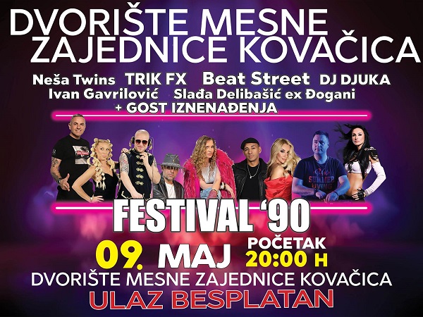 Kovačica domaćin „Festivala ’90“: Spektakl uz poznata imena i besplatan ulaz