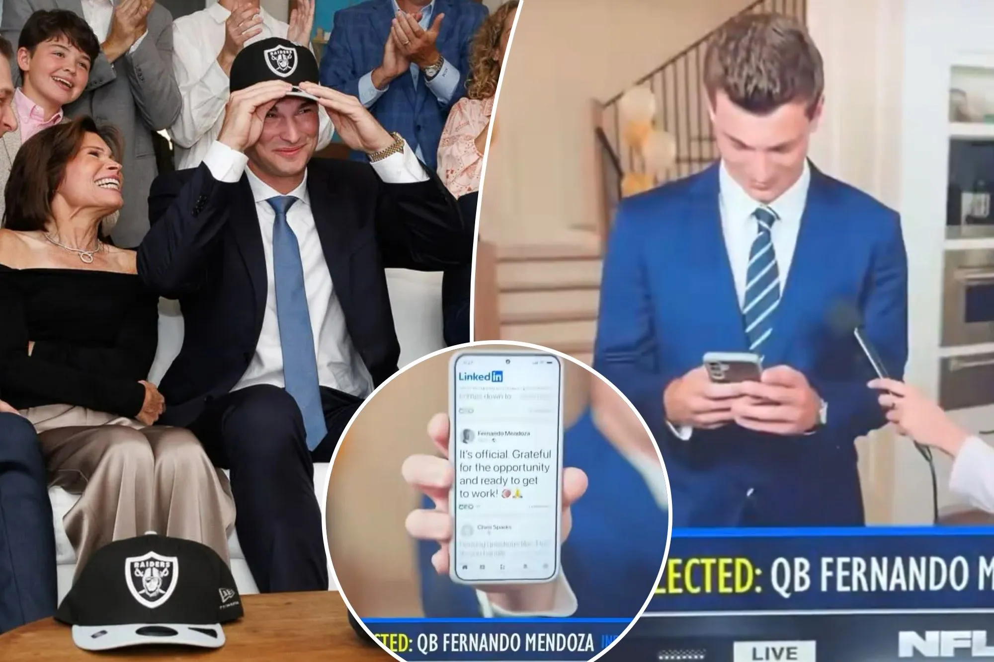 Fernando Mendoza made his 2026 NFL Draft selection LinkedIn official