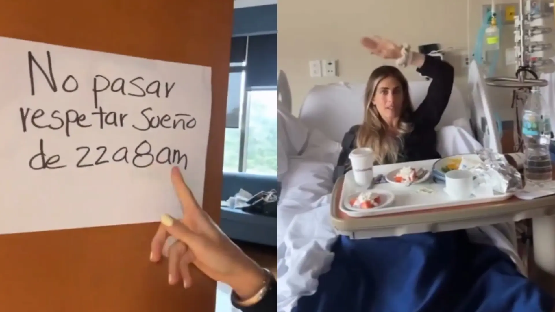  Una 'influencer' pone un letrero en su habitación del hospital para pedir que no entren pronto: "Lo confundió con un hotel" 