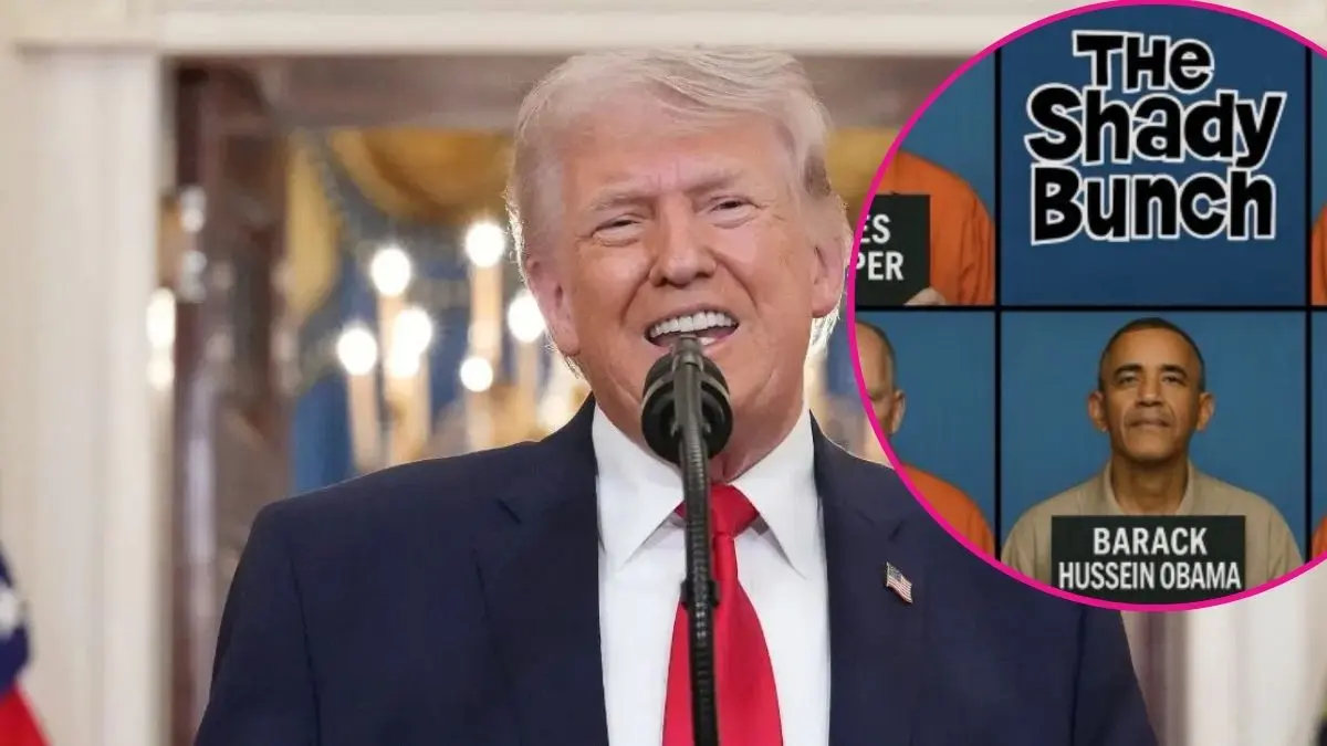 Donald Trump Shares Bizarre Photo of Barack Obama, Ex-FBI Director James Comey and More Wearing Prison Jumpsuits: 'The Shady Bunch'