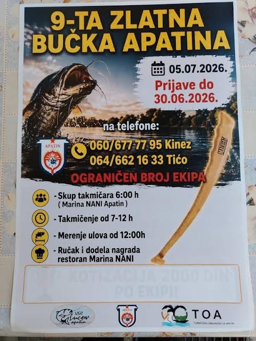 ZLATNA BUĆKA APATINA 5. JULA, PRIJAVE DO 30. JUNA