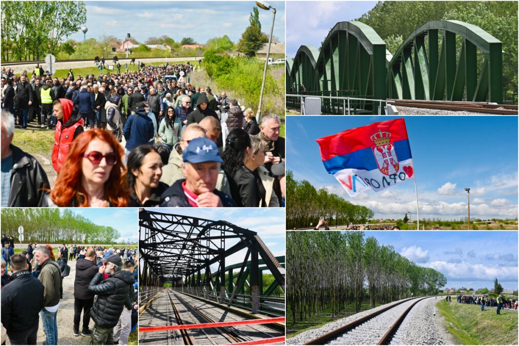 REKA LJUDI DOŠLA DA VIDI I DOČEKA PREDSEDNIKA SRBIJE: Otvara se novi železnički most preko Tamiša u Tomaševcu, vijori se srpska trobojka (FOTO)