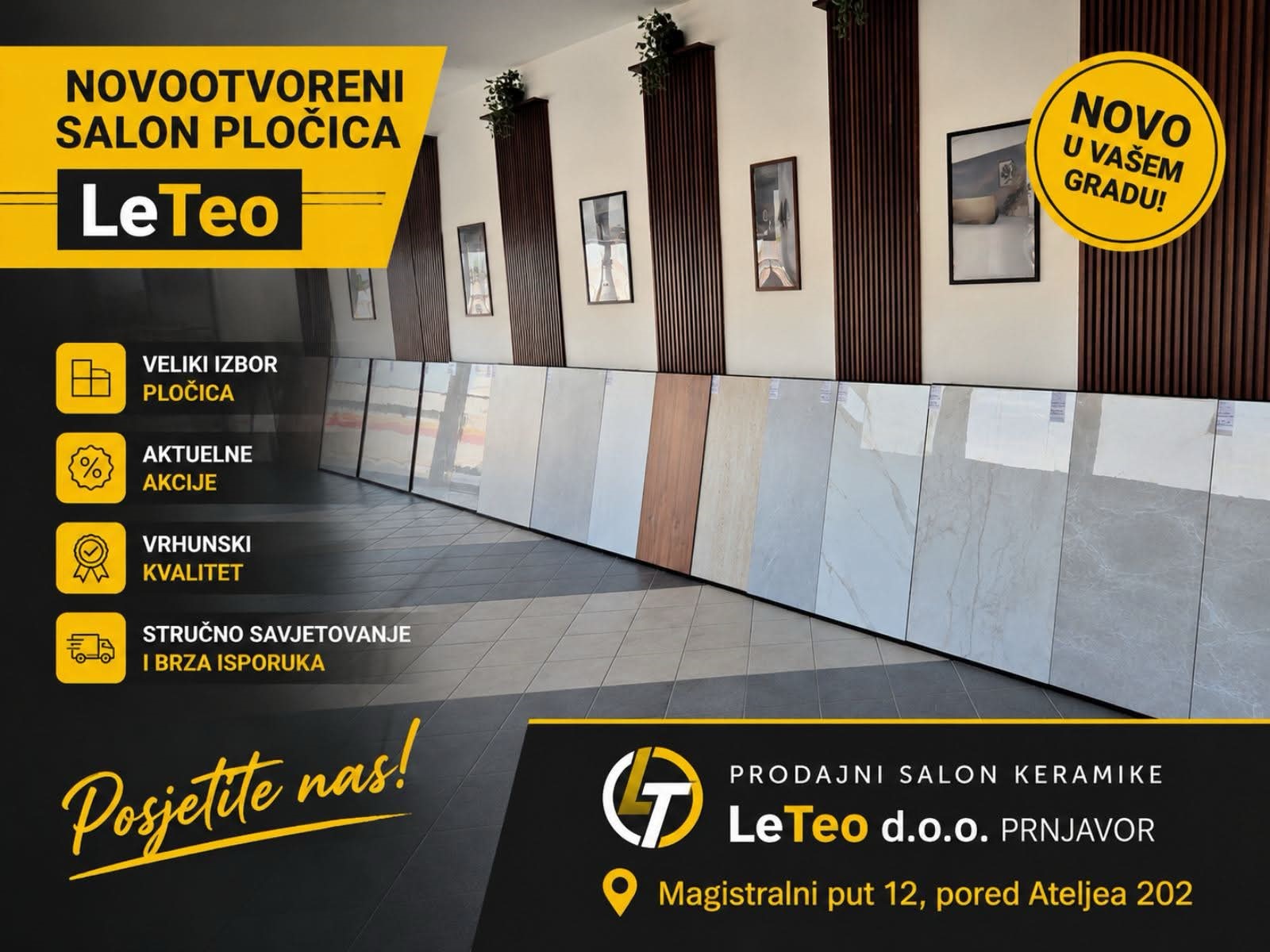 Novootvoreni salon pločica LeTeo u Prnjavoru nudi kvalitet po povoljnim cijenama