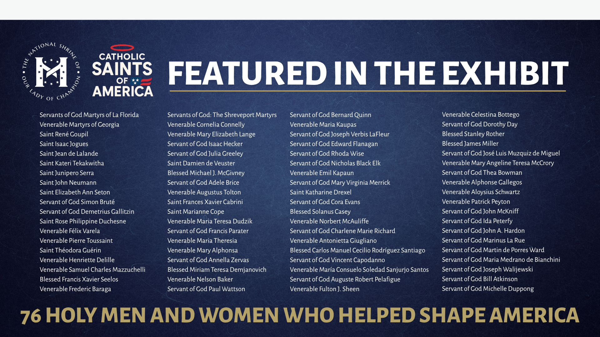 Champion Shrine to celebrate America’s 250th by honoring Catholic saints, blesseds, venerables 