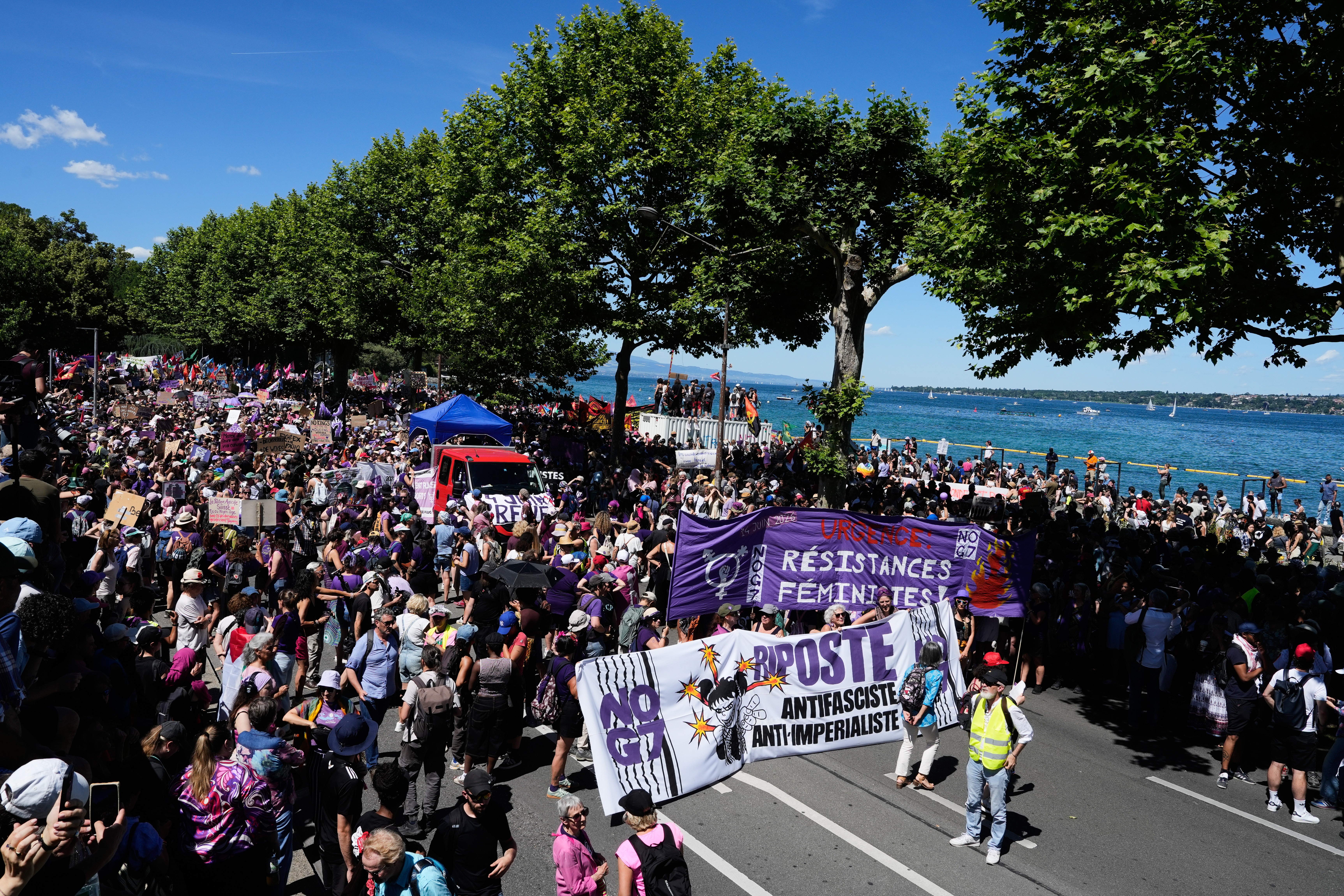 Thousands gather in Geneva to protest G7 as Trump, other leaders hold summit in nearby France