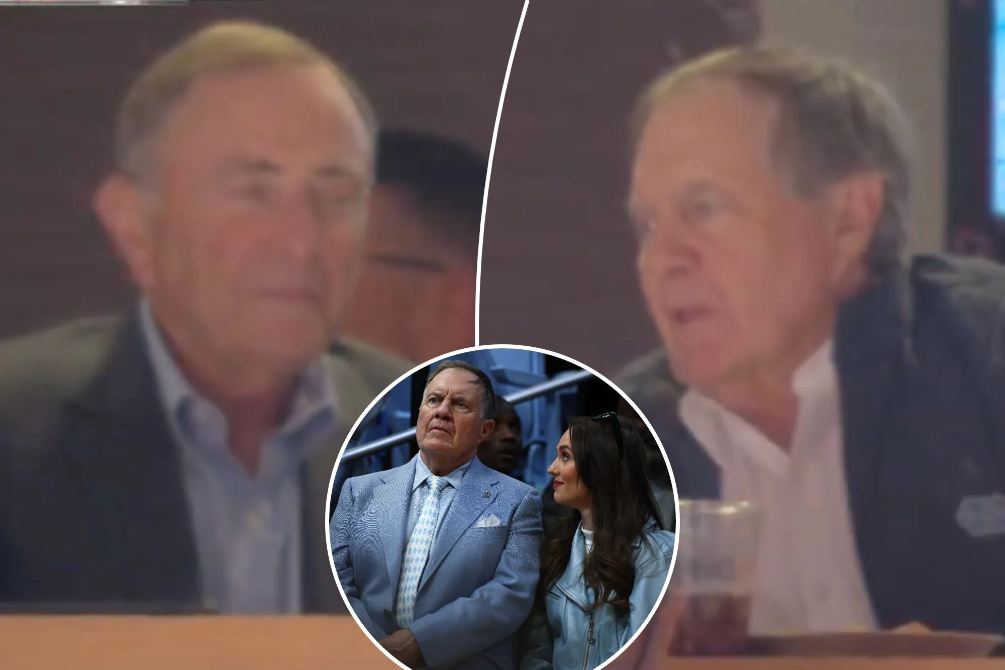 Bill Belichick takes in Stanley Cup Game 1 with NHL commissioner Gary Bettman