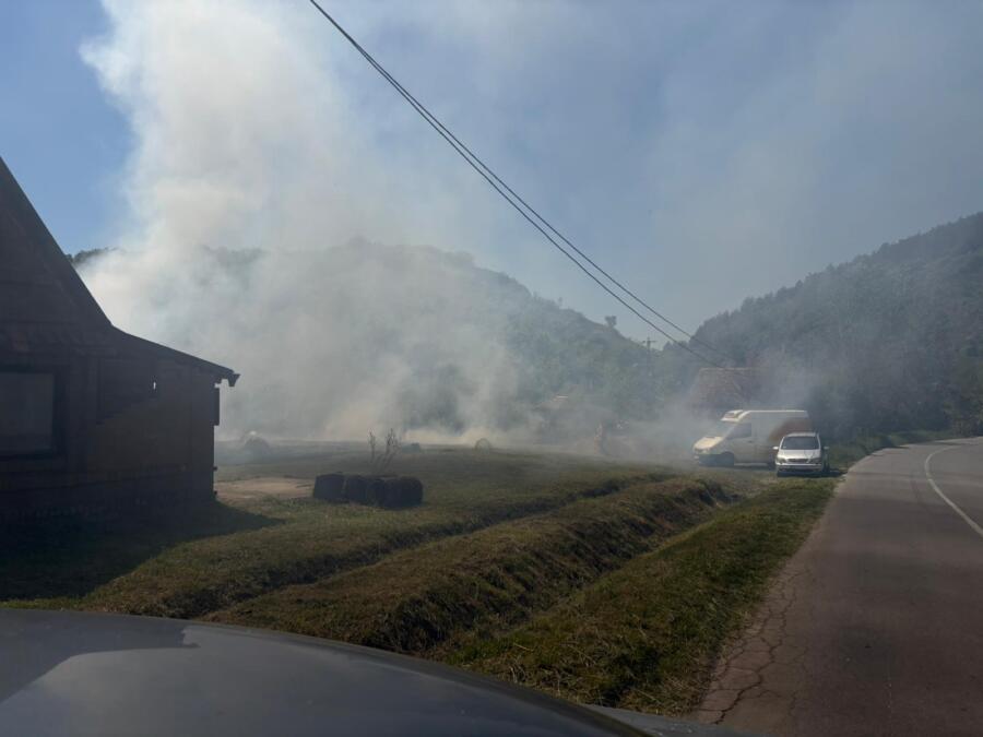 POŽAR NA FRUŠKOJ GORI: Ogroman oblak dima širi se iznad polja kod Ležimira, meštani gase vatru kantama, policija na terenu (FOTO/VIDEO)