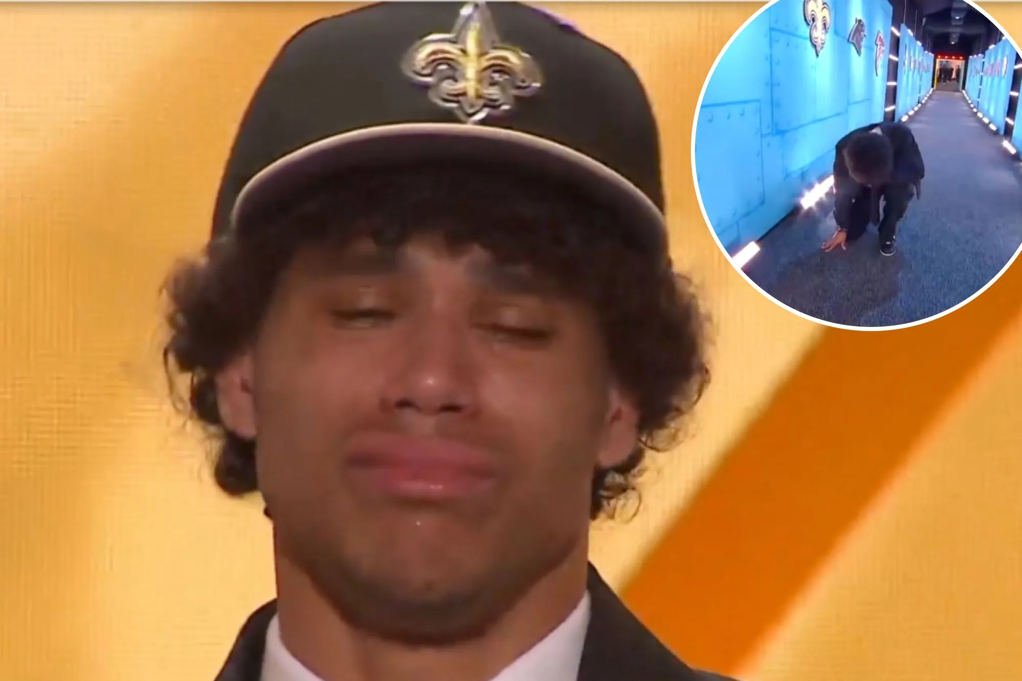 Jordyn Tyson sobs on stage after being selected by Saints in heartwarming NFL draft moment