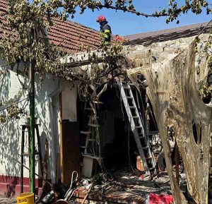 Incendiu la Sebiș: a explodat o butelie