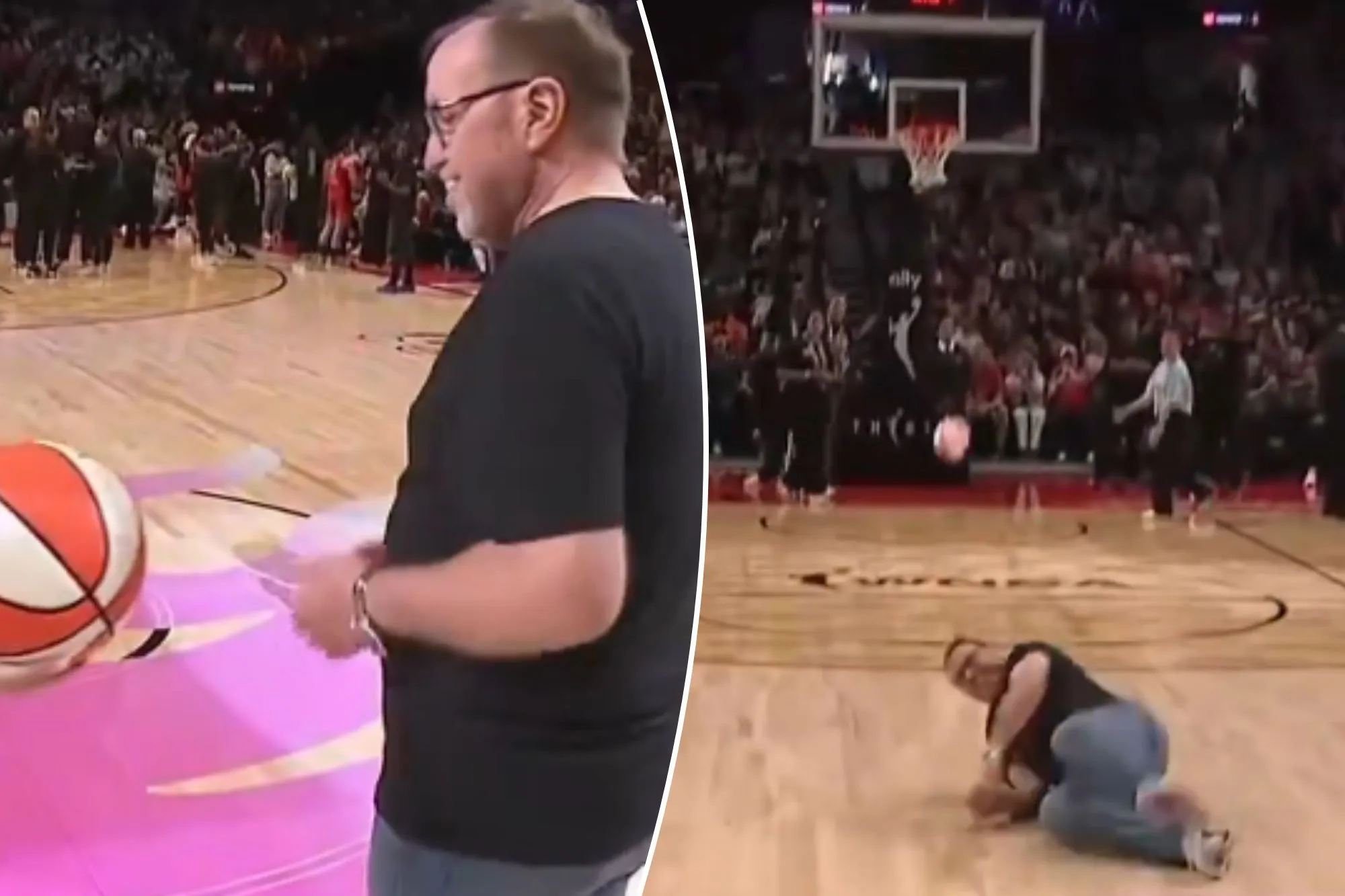 WNBA fan’s half-court shot goes hilariously wrong: ‘Bob, are you OK?