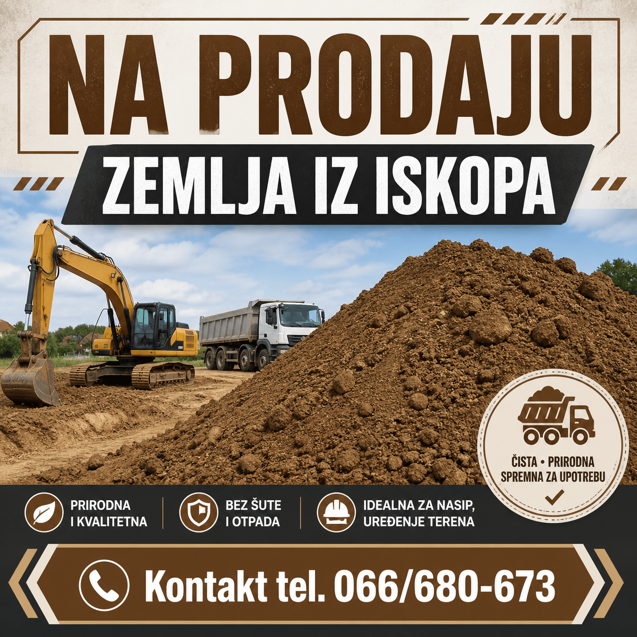 Na prodaju zemlja iz iskopa