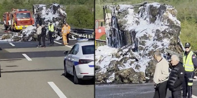 Neverovatna scena: Kamion ugljenisan, vatrogasci jedva obuzdali plamen kod Pirota (FOTO/VIDEO)
