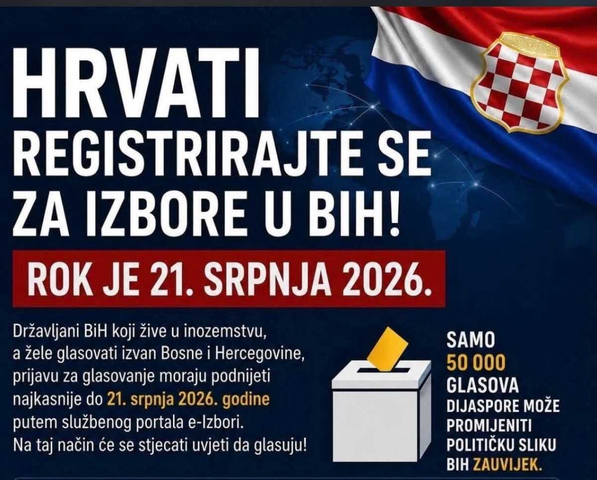 POZIV HRVATIMA IZ BIH KOJI ŽIVE U NJEMAČKOJ: Registrirajte se za e-izbore najkasnije do 21. srpnja 2026. godine