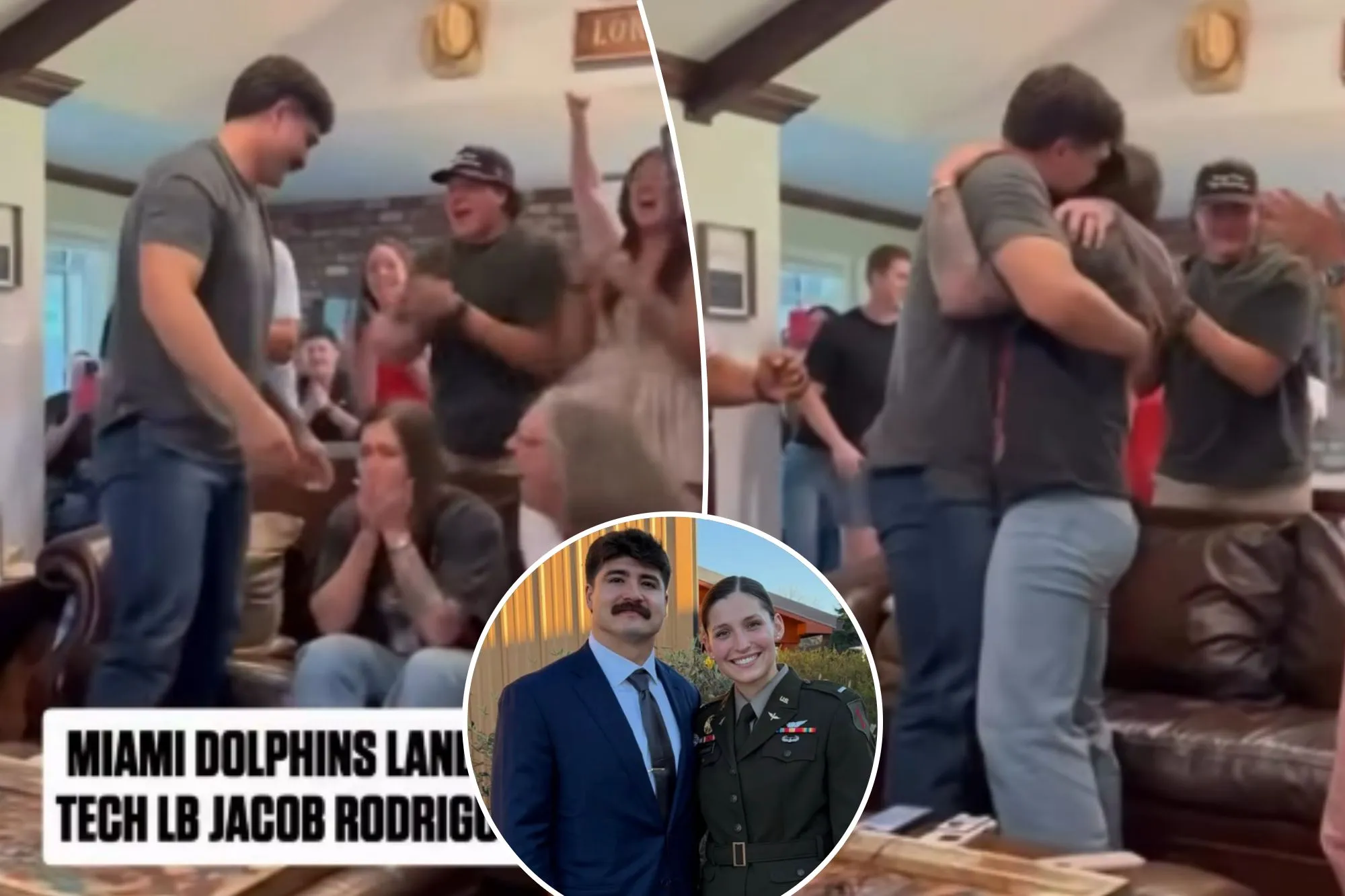Dolphins pick shares hug with Army Black Hawk pilot wife in emotional NFL draft moment