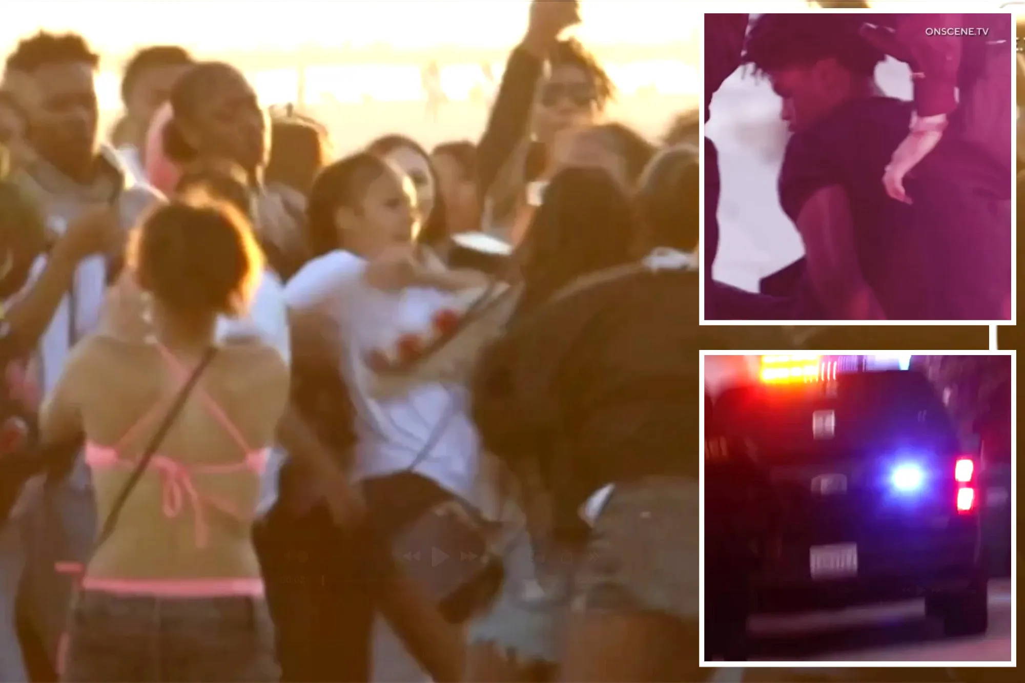 Wild brawl breaks out as hundreds of teens descend on SoCal beach