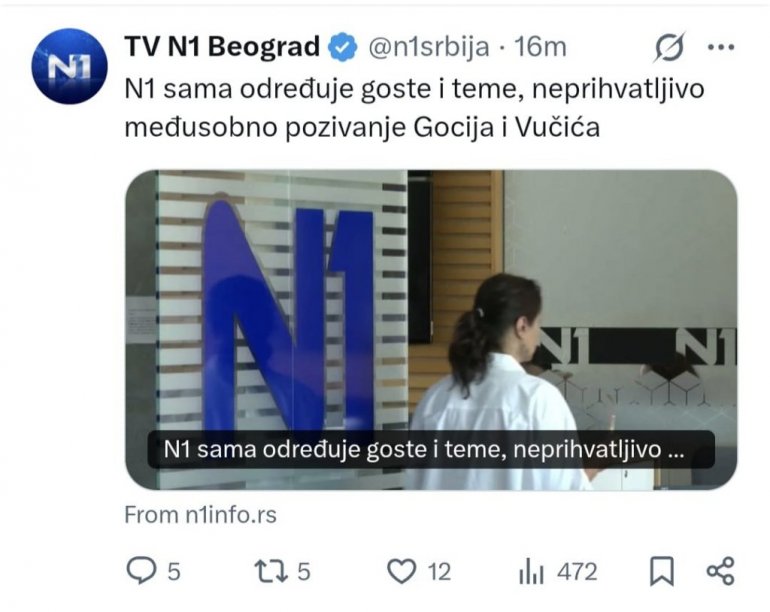 Вучић пристао на разговор са Гоцијем, Н1 се уплашио и експресно одјавио дебату (ФОТО)