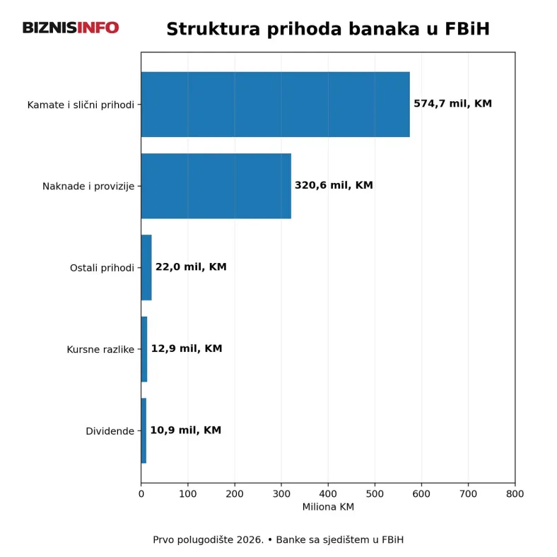 Banke u FBiH za pola godine zaradile 322 miliona KM: Evo odakle im dolazi najviše prihoda