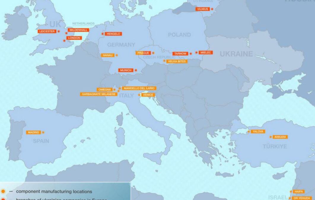 OVO JE MAPA RUSKIH "LEGITIMNIH CILJEVA" U EVROPI! Spisak postrojenja za proizvodnju dronova od Velike Britanije i Nemačke, do Finske, Litvanije i Izraela (FOTO)