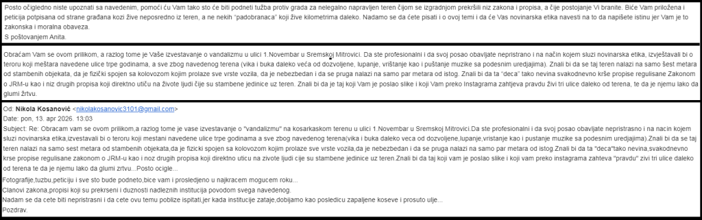 Deca smetaju, ulje ne? Anonimni građanin preti tužbom zbog igrališta