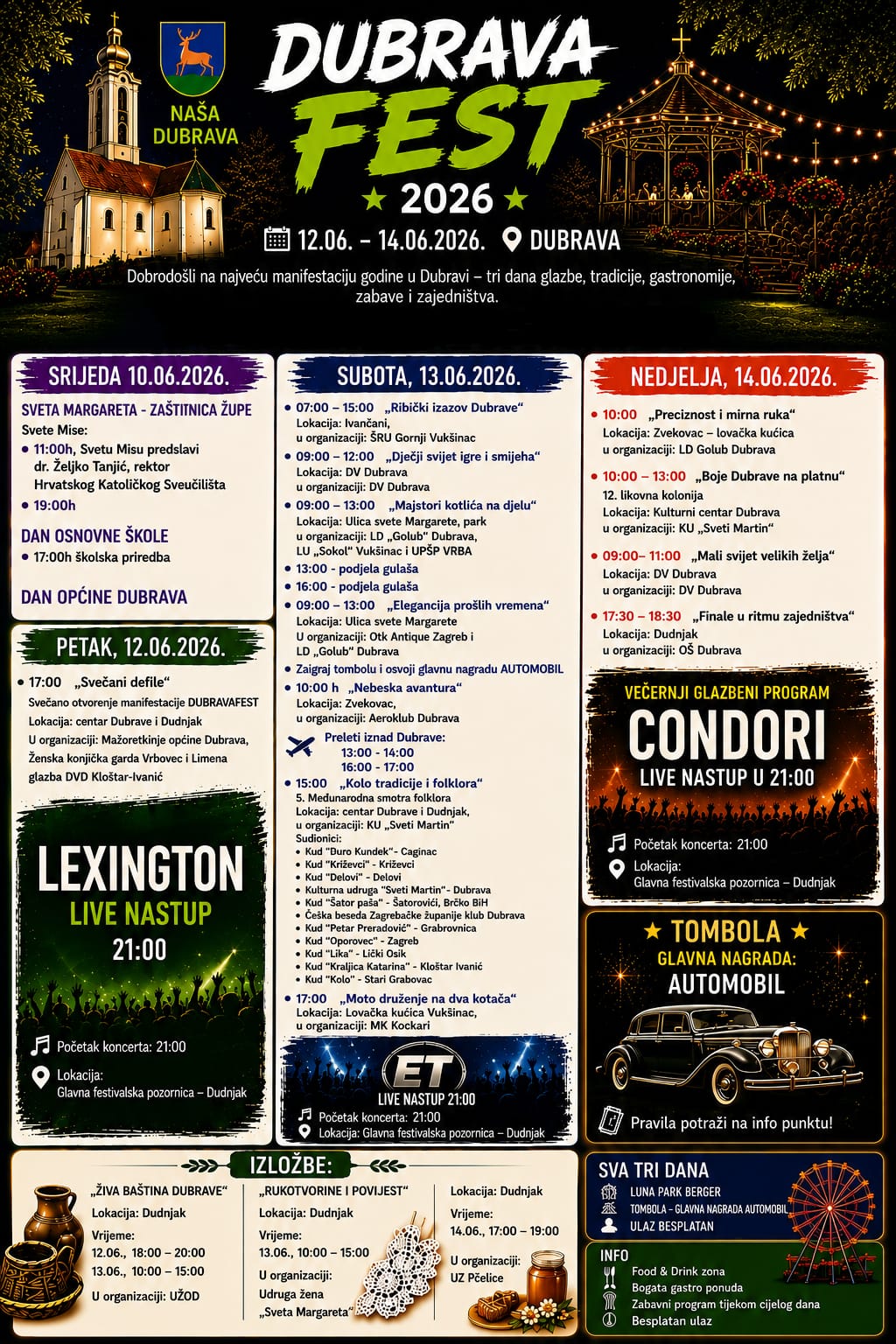 Dubravafest 2026. donosi tri dana glazbe, tradicije i zabave: Lexington, ET i Condori predvode bogat program