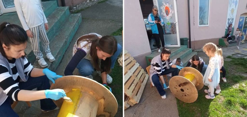 Zajedničkim snagama uređeno dvorište vrtića u Dobrinicima