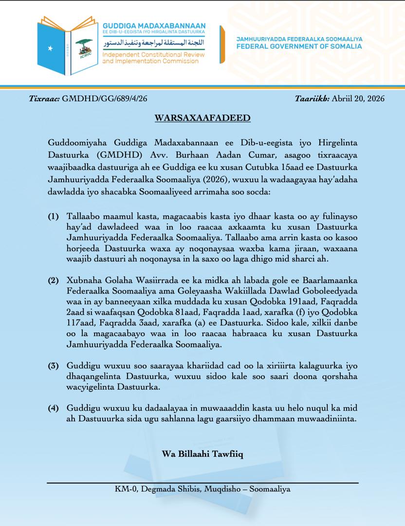 Xildhibaanada ku jira golaha wasiirada oo lagu amray inay hal xil ka tanaasulaan