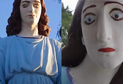 (FOTO/VIDEO) Restaurirane skulpture svetitelja zaprepastile javnost: Preko 200 hiljada ljudi pohrlilo da ih uživo vidi, podigla se ogromna prašina - Sveta porodica postala karikatura