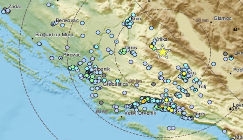 Two earthquakes hit Dalmatia within minutes