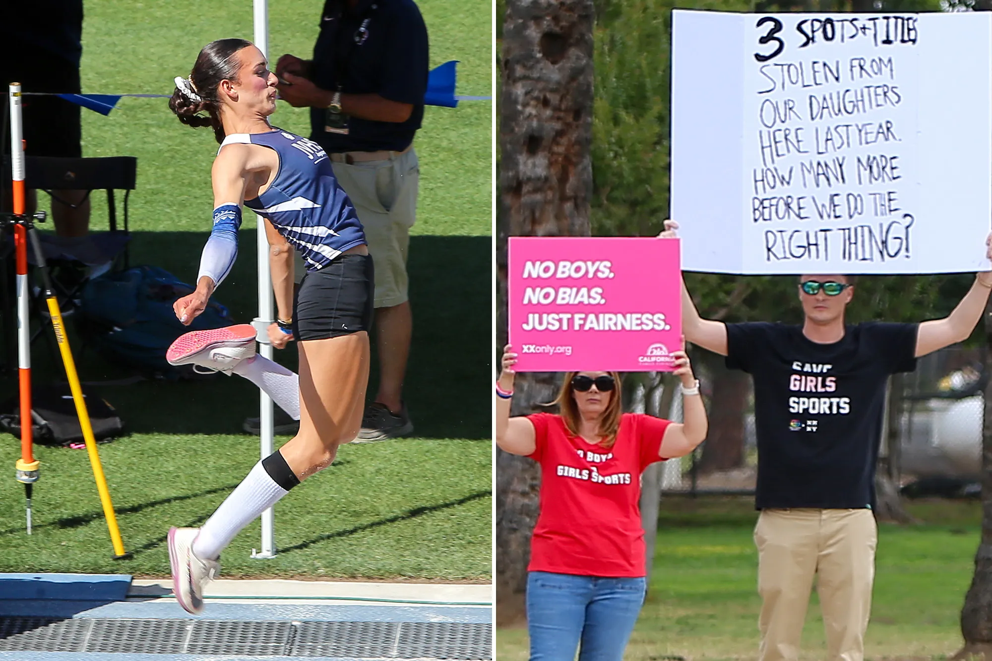 Trans track athlete AB Hernandez wins state championship medal as protests mount outside stadium