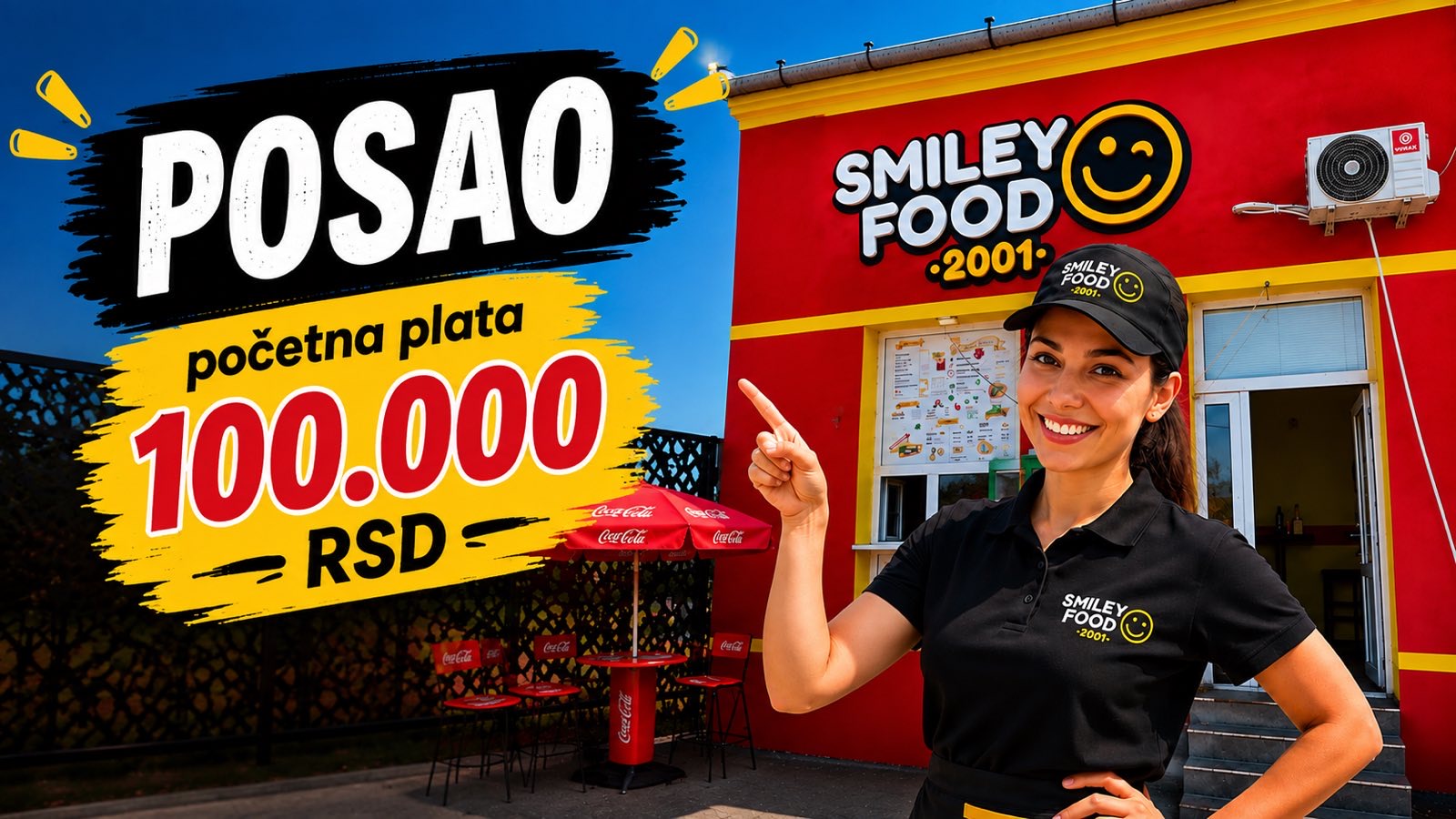 Prvi Smiley Food u Zrenjaninu zapošljava: Početna plata 100.000 dinara