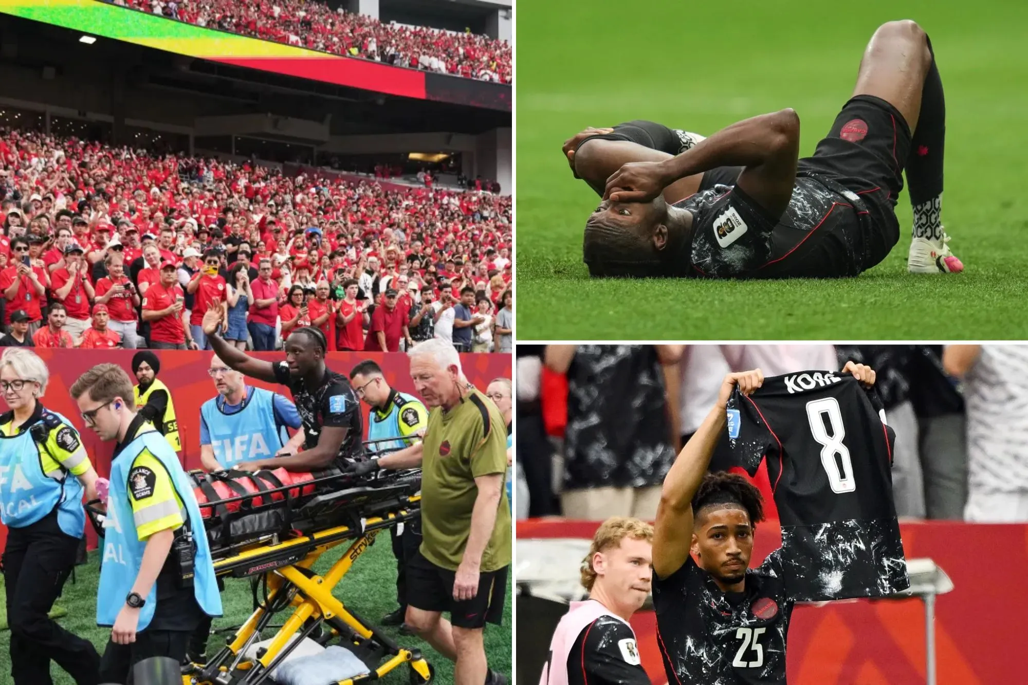 Ismael Kone stretchered off with ugly leg injury during Canada’s historic World Cup win