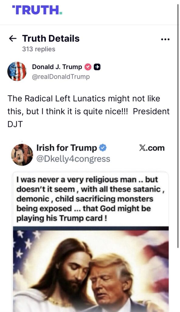 Tramp podijelio sliku na kojoj ga grli Isus, pa poručio: Prilično  lijepo!